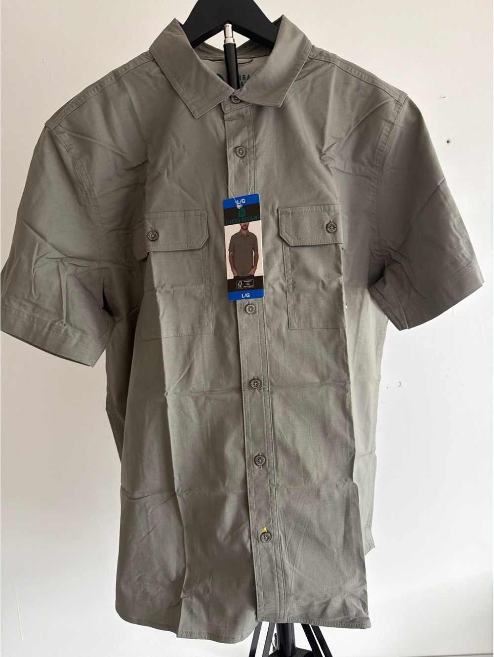 Sierra Designs Men's Short Sleeve Button-Up Shirt Large Cotton Blend 0009